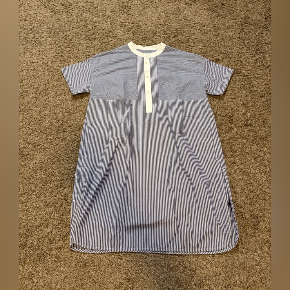 Vince Women’s Short Sleeve Tunic Nautical Vacation Blue White Striped Size 4 - Picture 2 of 11